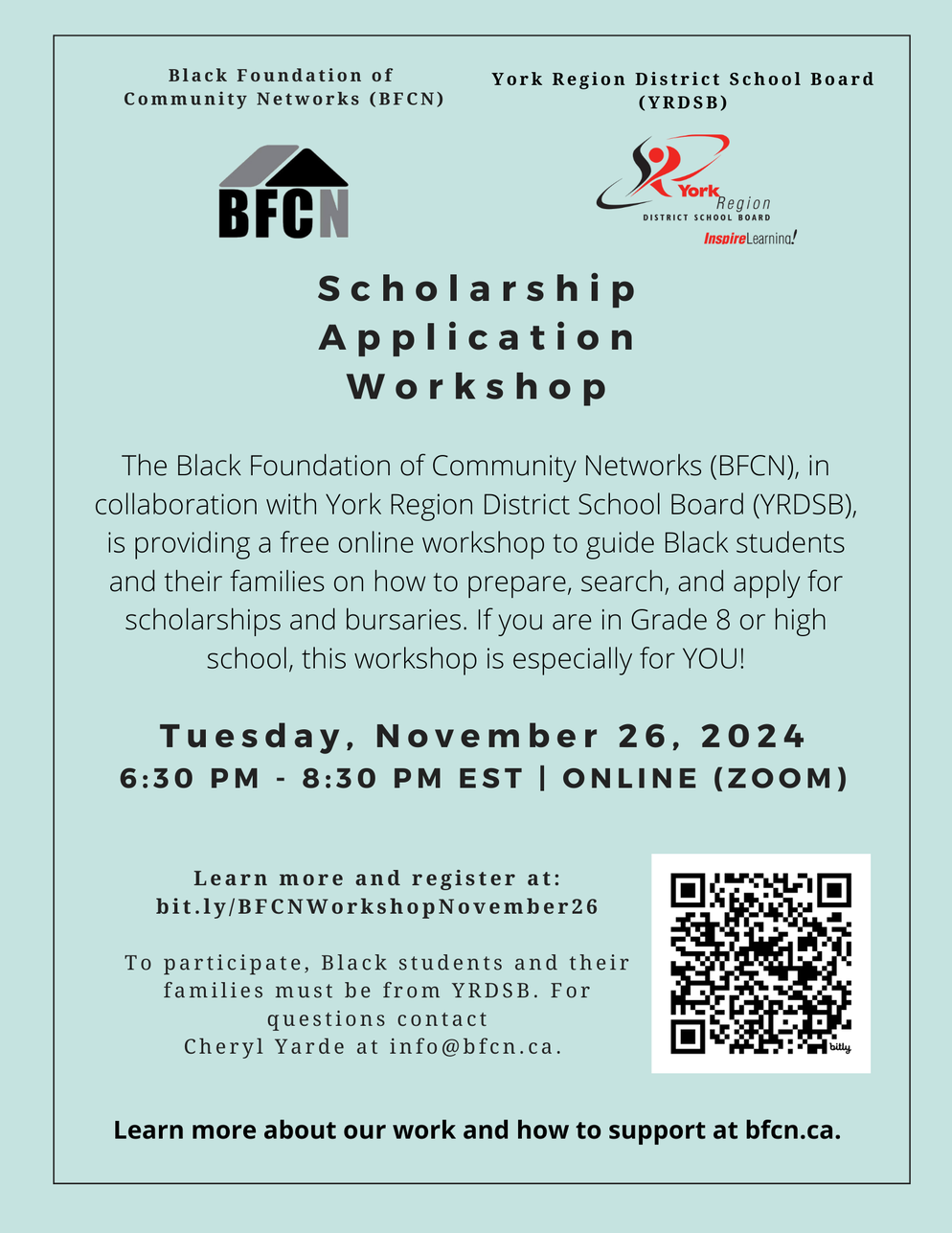 BFCN Scholarship workshop poster