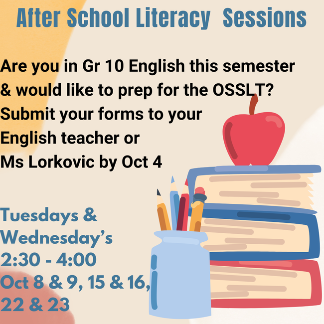 After School Literacy Sessions poster